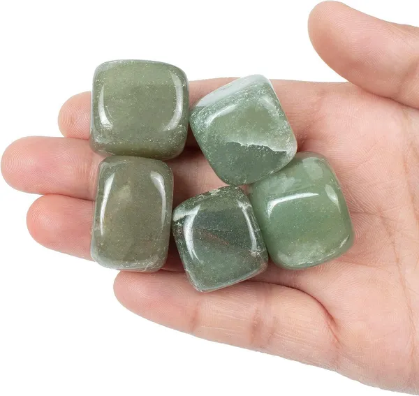 Multiagate_5_Pcs_Green_Jade_Polished_Stones_and_Crystals,_Tumbled_Stones_Decorative_Showpiece__-__10_cm_(Stone,_Green)