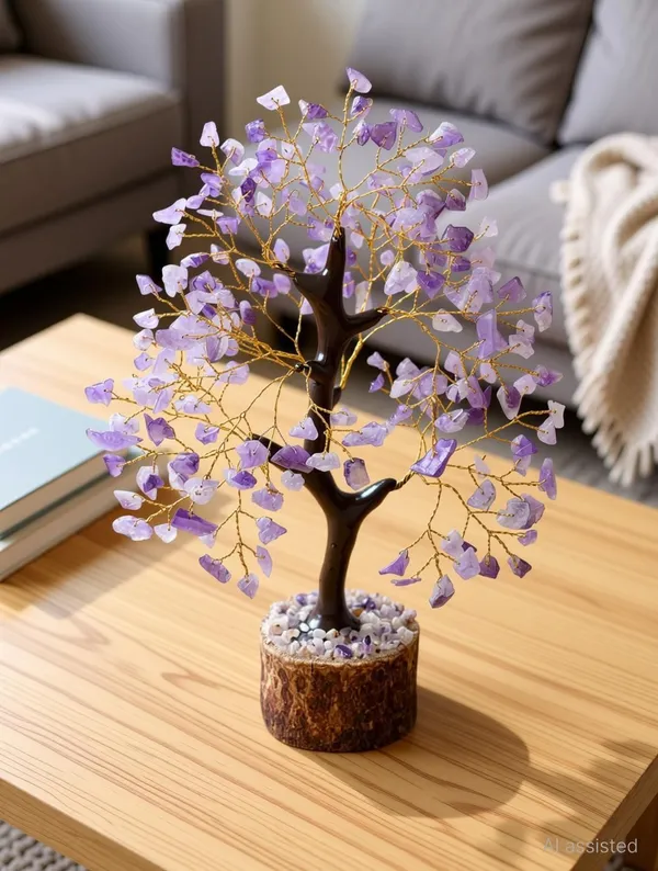 Multiagate_Amethyst_Tree_-_Crystals_200_Beads_Stone_Tree_-_Feng_Shui_Decor_-_Money_Tree_Decorative_Showpiece__-__23_cm_(Stone,_Purple)