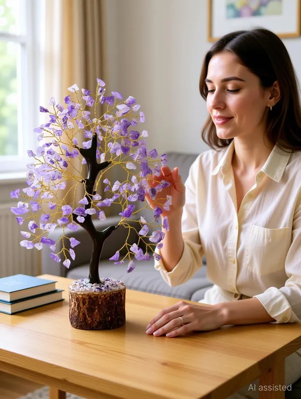 Multiagate_Amethyst_Tree_-_Crystals_200_Beads_Stone_Tree_-_Feng_Shui_Decor_-_Money_Tree_Decorative_Showpiece__-__23_cm_(Stone,_Purple)