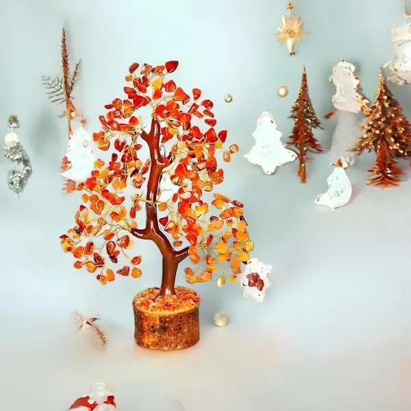 Multiagate_300_Beads_Handcrafted_Crystal_Tree_of_Life_Natural_Gemstone_Decorative_Showpiece__-__25_cm_(Stone,_Red)