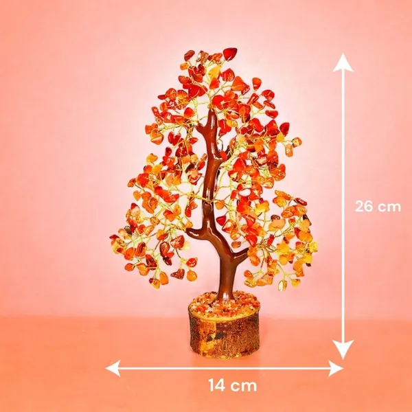 Multiagate_300_Beads_Handcrafted_Crystal_Tree_of_Life_Natural_Gemstone_Decorative_Showpiece__-__25_cm_(Stone,_Red)