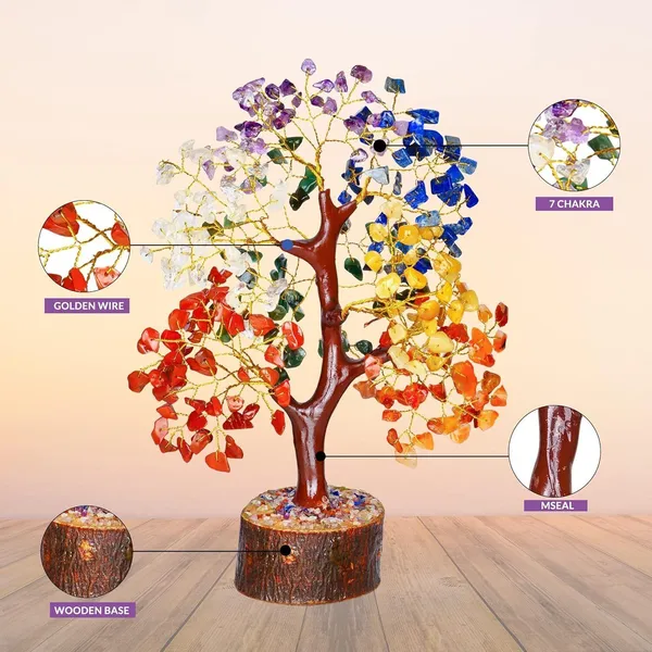 Multiagate_Seven_Chakra_Money_Tree_Seven_Chakra_Tree_of_Life_Pendent_Decorative_Showpiece__-__25_cm_(Stone,_Multicolor)