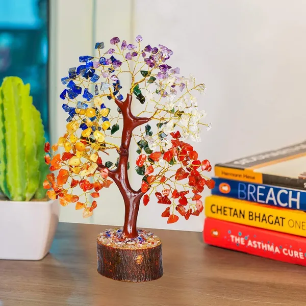 Multiagate_Seven_Chakra_Money_Tree_Seven_Chakra_Tree_of_Life_Pendent_Decorative_Showpiece__-__25_cm_(Stone,_Multicolor)