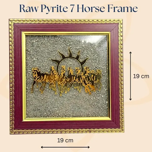 Multiagate_7_Horses_on_Raw_Pyrite_Frame_|_Seven_Horses_Wall_Decor_Pyrite_Stone_Frame_Decorative_Showpiece__-__17_cm_(Stone,_Gold)