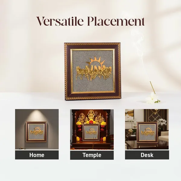 Multiagate_7_Horses_on_Raw_Pyrite_Frame_Wooden_Vastu_Wall_Decor_for_Home_Decorative_Showpiece__-__17_cm_(Stone,_Gold)