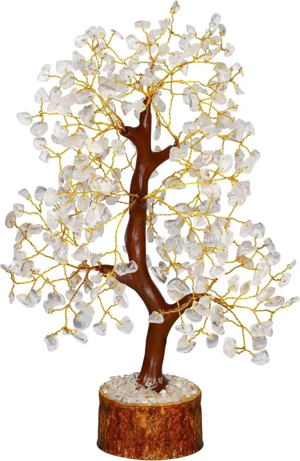 Multiagate_Clear_Quartz_Crystal_Wire_Tree_-_Stones_and_Crystals_-_Quartz_Tree_Decorative_Showpiece__-__10_cm_(Crystal,_Clear)