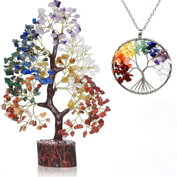 Multiagate_Seven_Chakra_Tree_for_Positive_Energy_And_Healing_Gemstones_Pendant_Decorative_Showpiece__-__28_cm_(Crystal,_Multicolor)