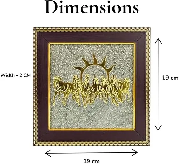 Multiagate_Pyrite_7_Horse_Photo_Frame_with_Rising_Sun_|_Wooden_Wall_Decor_for_Living_Room_Decorative_Showpiece__-__17_cm_(Stone,_Gold)
