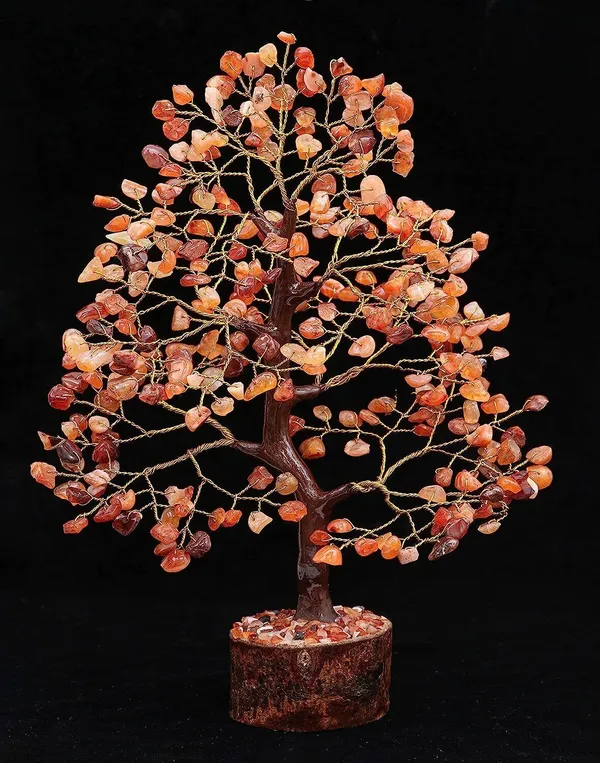 Multiagate_Carnelian_Chakra_Crystal_Tree_of_Life_for_Positive_Energy,_Gemstone_Bonsai_Tree_Decorative_Showpiece__-__25_cm_(Stone,_Orange)