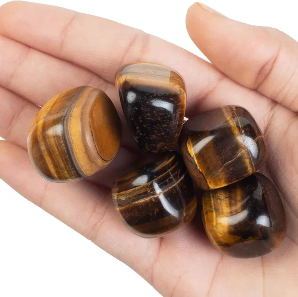 Multiagate_5_Pcs_Tiger_Eye_Polished_Stones_and_Crystals,_Tumbled_Stones_Decorative_Showpiece__-__10_cm_(Crystal,_Brown)