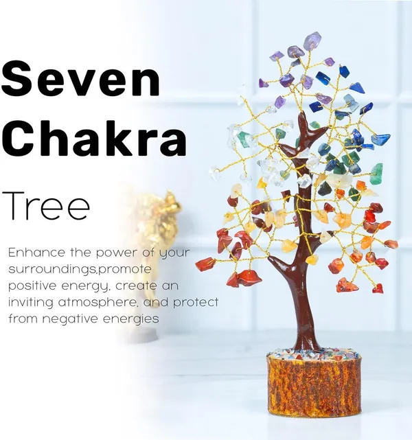 Multiagate_Seven_Chakra_Tree_|100_Beads|Gemstone_Crystal_Tree_for_Positive_Energy_Decorative_Showpiece__-__22_cm_(Stone,_Multicolor)