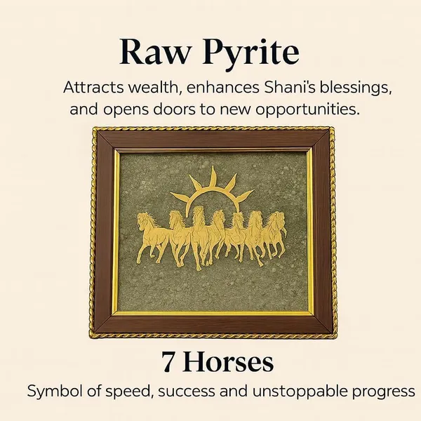 Multiagate_Pyrite_Dust_Seven_Horses_Wooden_Frame,_Vastu_Decor_for_Home_&_Office_Decorative_Showpiece__-__17_cm_(Stone,_Gold)