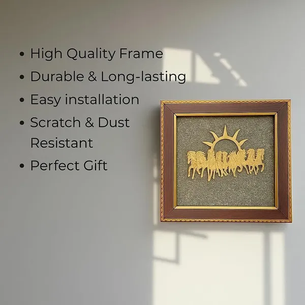 Multiagate_Pyrite_Dust_Seven_Horses_Wooden_Frame,_Vastu_Decor_for_Home_&_Office_Decorative_Showpiece__-__17_cm_(Stone,_Gold)