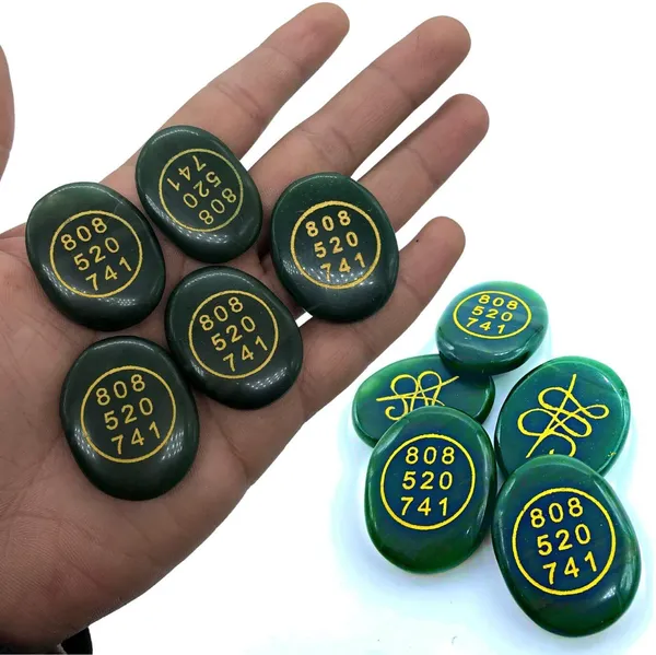 Multiagate_Pack_of_5_Pre-Energized_Green_Jade_Coin_Money_Switch_Word_&_Zibu_Symbol_Stone_Decorative_Showpiece__-__1.5_cm_(Stone,_Green)
