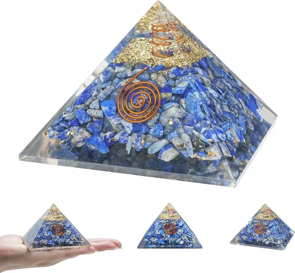 Multiagate_55mm_orgone_pyramid_Lapis_Lazuli_protection_crystals_Decorative_Showpiece__-__10_cm_(Crystal,_Blue)
