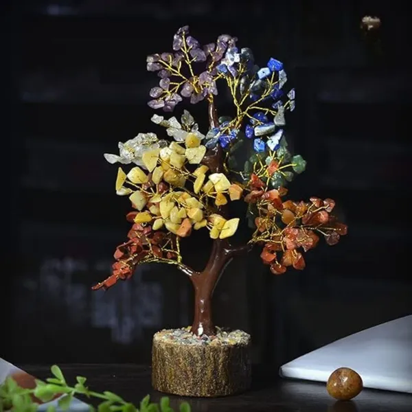 Multiagate_7_Chakra_Stone_Tree_300_Beads_Crystal_Tree_Stone_Tree_Showpiece_Decorative_Showpiece__-__25_cm_(Stone,_Multicolor)