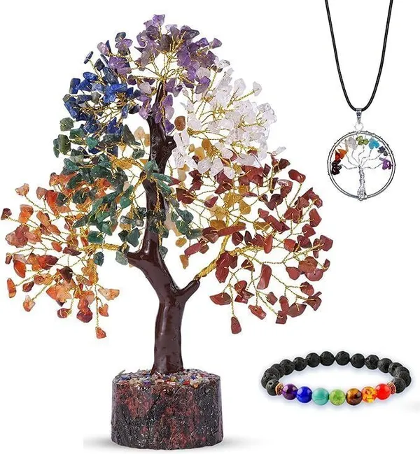 Multiagate_Seven_Chakra_Tree_of_Life_for_Positive_Energy_-_Feng_Shui_Tree_Decorative_Showpiece__-__25_cm_(Stone,_Multicolor)