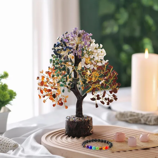 Multiagate_Seven_Chakra_Tree_of_Life_for_Positive_Energy_-_Feng_Shui_Tree_Decorative_Showpiece__-__25_cm_(Stone,_Multicolor)