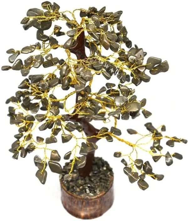 Multiagate_Combo_Crystal_Tree_with_360_Beads_Pyrite_Adjustable_Ring_Decorative_Showpiece__-__25_cm_(Crystal,_Stone,_Black)