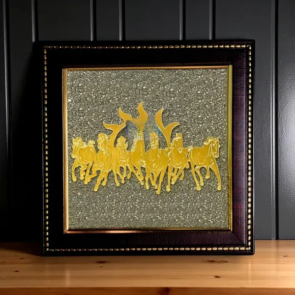 Multiagate_Pyrite_Frame_7_Inch_for_Business_Growth_&_Wealth_|_Vastu_Shastra_Decorative_Showpiece__-__17_cm_(Stone,_Gold)