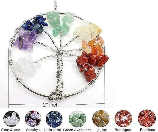 Multiagate_7_Chakra_Crystal_Gemstone_Bonsai_Money_Tree_&_7_Chakra_Tree_of_Life_Pendant_Decorative_Showpiece__-__25_cm_(Stone,_Crystal,_Multicolor)