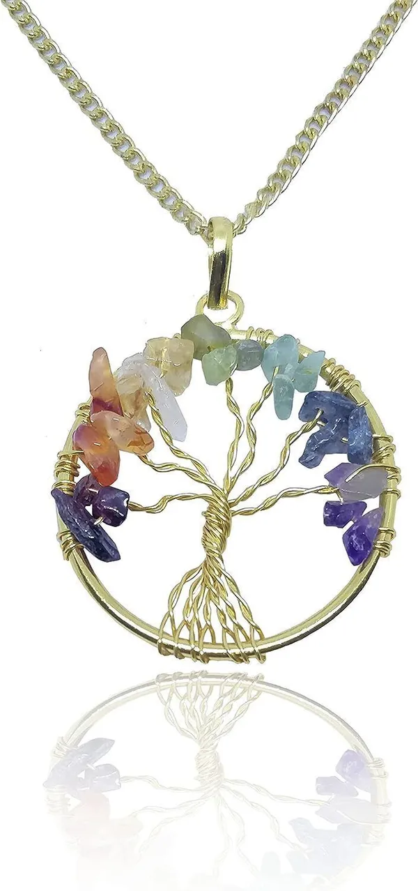 Multiagate_7_Chakra_Crystal_Gemstone_Bonsai_Money_Tree_&_7_Chakra_Tree_of_Life_Pendant_Decorative_Showpiece__-__25_cm_(Stone,_Crystal,_Multicolor)
