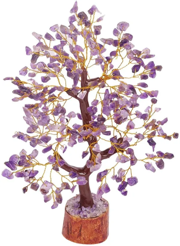 Multiagate_Nebula_Stone_300_Beads_Amethyst_Gemstone_Tree_Decorative_Showpiece__-__28_cm_(Stone,_Purple)