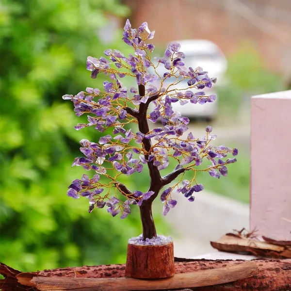Multiagate_Nebula_Stone_300_Beads_Amethyst_Gemstone_Tree_Decorative_Showpiece__-__28_cm_(Stone,_Purple)