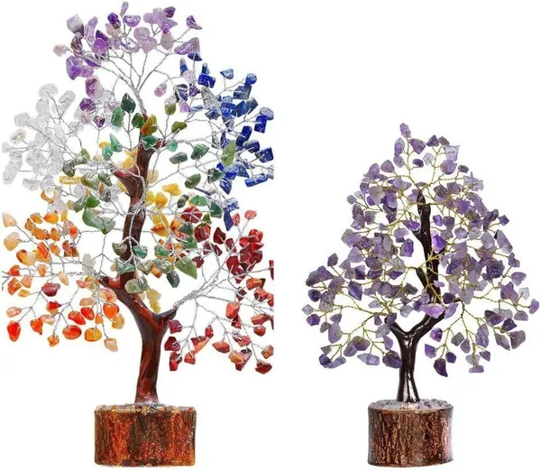 Multiagate_Seven_Chakra_Money_Bonsai_Tree_of_life_Healing_Feng_Shui_Statues_&_Figurines_Decorative_Showpiece__-__25_cm_(Stone,_Multicolor)