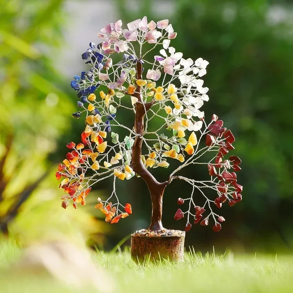 Multiagate_Seven_Chakra_Money_Bonsai_Tree_of_life_Healing_Feng_Shui_Statues_&_Figurines_Decorative_Showpiece__-__25_cm_(Stone,_Multicolor)