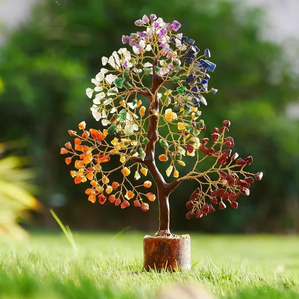 Multiagate_Seven_Chakra_Money_Bonsai_Tree_of_life_Healing_Feng_Shui_Statues_&_Figurines_Decorative_Showpiece__-__25_cm_(Stone,_Multicolor)