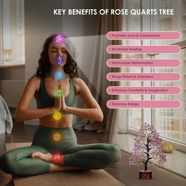 Multiagate_VIBESLE_Chakra_Rose_Quartz_Crystal_Tree|_for_Positive_Energy,_Good_Luck_Decorative_Showpiece__-__25_cm_(Stone,_Pink)