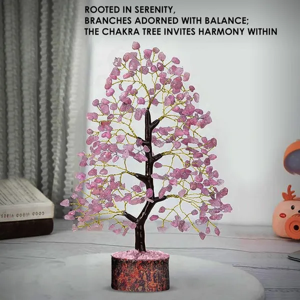 Multiagate_VIBESLE_Chakra_Rose_Quartz_Crystal_Tree|_for_Positive_Energy,_Good_Luck_Decorative_Showpiece__-__25_cm_(Stone,_Pink)