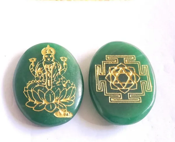 Multiagate_Green_Jade_Aventurine_Attract_Wealth_Zibu_Talisman_Shree_Yantra_MATA_Laxmiji_Decorative_Showpiece__-__10_cm_(Stone,_Green)