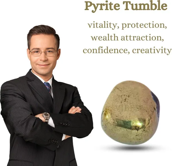Multiagate_Combo_of_Pyrite_Crystal_Tree_with_Certified_Original_Pyrite_Tumble_Decorative_Showpiece__-__8_cm_(Stone,_Gold)