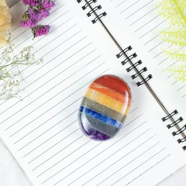 Multiagate_Seven_Chakra_Crystal_Tree_-_Seven_Chakra_Palm_Stone-_Worry_Stone_-_Good_Luck_Decorative_Showpiece__-__25_cm_(Stone,_Multicolor)