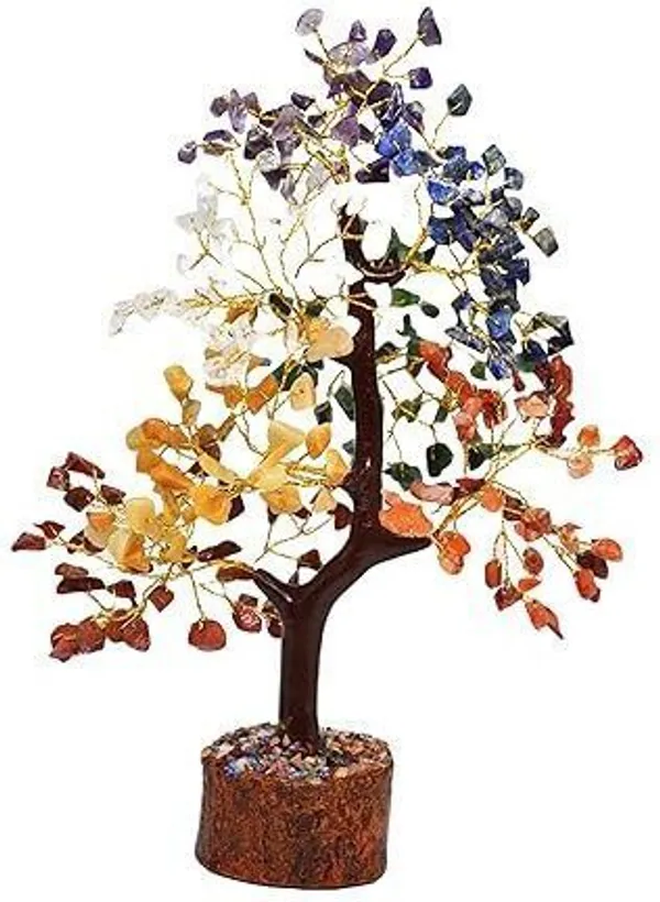 Multiagate_Seven_Chakra_Crystal_Tree_Decoration_Item_Home_Office,_300_Beads_Decorative_Showpiece__-__25_cm_(Stone,_Multicolor)