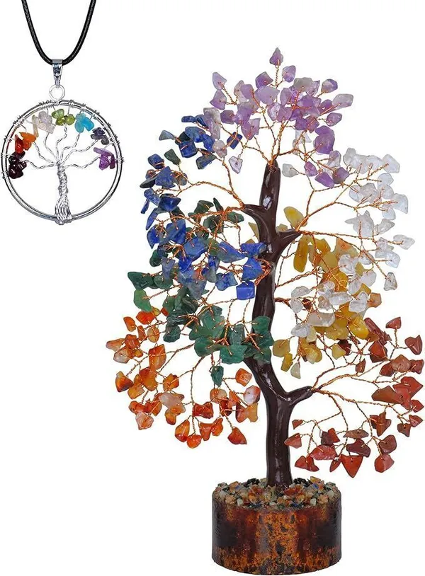 Multiagate_7_Chakra_Tree_-_Tree_of_Life_-_Crystal_Bonsai_Tree_-_Positive_Crystals_Decorative_Showpiece__-__25_cm_(Stone,_Multicolor)