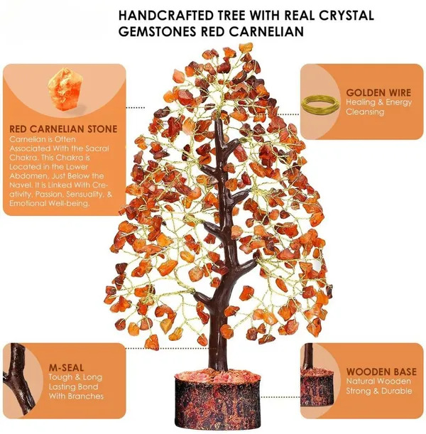 Multiagate_Chakra_Red_Carnelian_Crystal_Tree|_for_Positive_Energy,_Good_Luck_Decorative_Showpiece__-__25_cm_(Stone,_Red)
