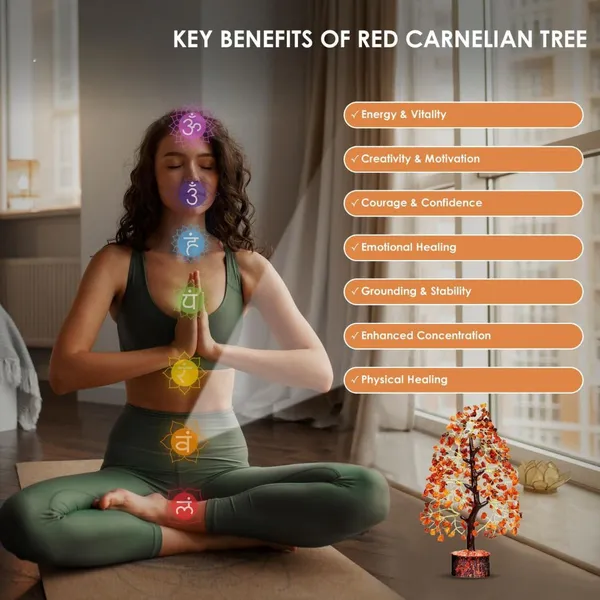 Multiagate_Chakra_Red_Carnelian_Crystal_Tree|_for_Positive_Energy,_Good_Luck_Decorative_Showpiece__-__25_cm_(Stone,_Red)