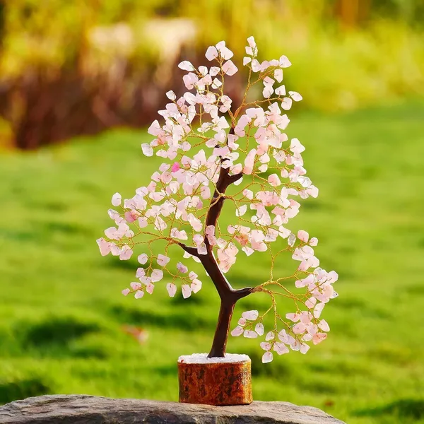 Multiagate_Rose_Quartz_Chakra_Tree_of_Life_Buddha_Home_Office_Décor_Good_Luck_Gift_Decorative_Showpiece__-__25_cm_(Stone,_Pink)