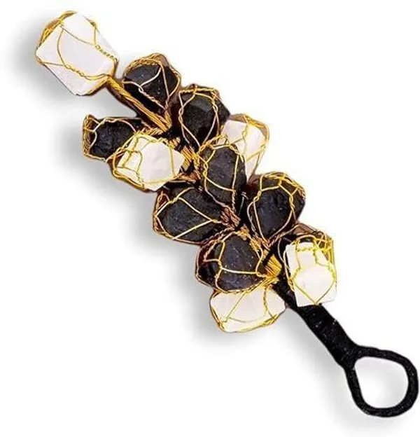 Multiagate_Black_Tourmaline_and_Selenite_Rough_Chunks_Vastu_Correction_Hanging_Decorative_Showpiece__-__10_cm_(Stone,_Multicolor)