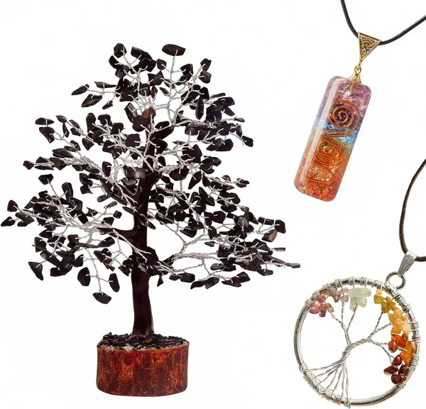 Multiagate_Black_Tourmaline_Crystal_-_Chakra_Tree_-_Black_Tourmaline_Stone_-_Crystal_Tree_Decorative_Showpiece__-__25_cm_(Stone,_Black)