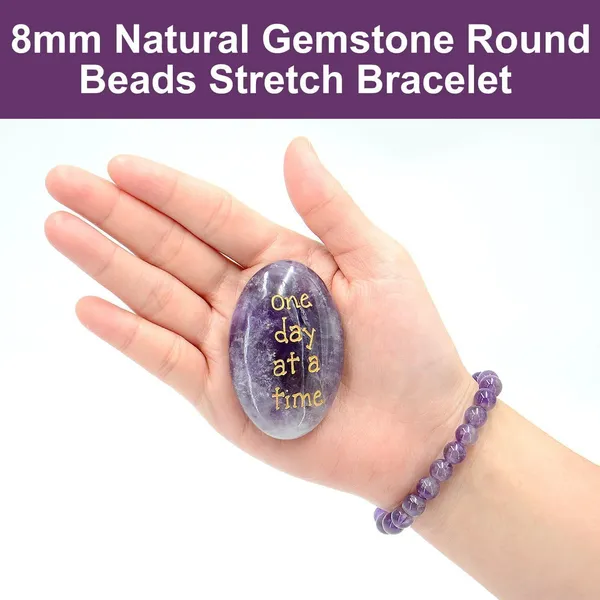 Multiagate_Amethyst_Crystal_Worry_Stone:_One_Day_at_A_Time_Worry_Stones_Decorative_Showpiece__-__10_cm_(Stone,_Purple)