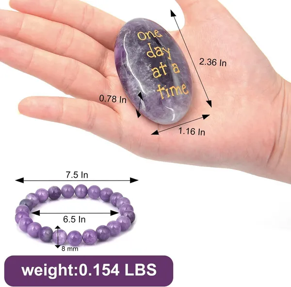 Multiagate_Amethyst_Crystal_Worry_Stone:_One_Day_at_A_Time_Worry_Stones_Decorative_Showpiece__-__10_cm_(Stone,_Purple)