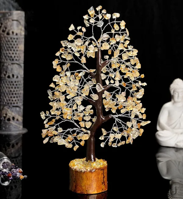 Multiagate_Citrine_Chakra_Tree_of_Life,_Handmade_Gemstone_Tree,_Crystal_Tree_of_Life_Decorative_Showpiece__-__25_cm_(Stone,_Yellow)