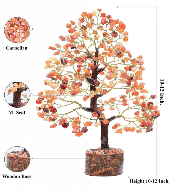 Multiagate_Carnelian_Tree_-_Crystal_Tree_of_Life_-_Gemstone_Tree_-_Chakra_Tree_-_Money_Tree_Decorative_Showpiece__-__28_cm_(Stone,_Red)