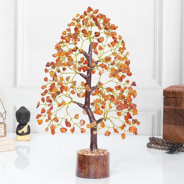 Multiagate_Carnelian_Tree_-_Crystal_Tree_of_Life_-_Gemstone_Tree_-_Chakra_Tree_-_Money_Tree_Decorative_Showpiece__-__28_cm_(Stone,_Red)