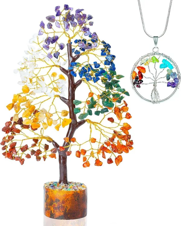 Multiagate_VIBESLE_Seven_Chakra_Crystal_Tree_with_Reiki_Healing_Stylish_Pendant_Best_Gift_Decorative_Showpiece__-__28_cm_(Crystal,_Multicolor)