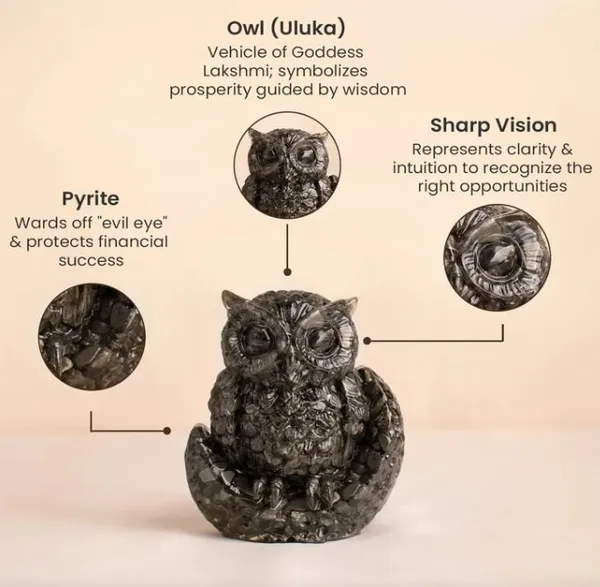 Agatesaura_Rudrakesha_Pyrite_Big_Size_Owl_&_Pyrite_Tortoise_Combo_for_Wealth_Decorative_Showpiece__-__8_cm_(Crystal,_Beige)